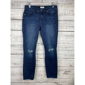 Loft Curvy Skinny Jeans size 2 or 26 Dark Wash Stretch Distressed Classic Casual